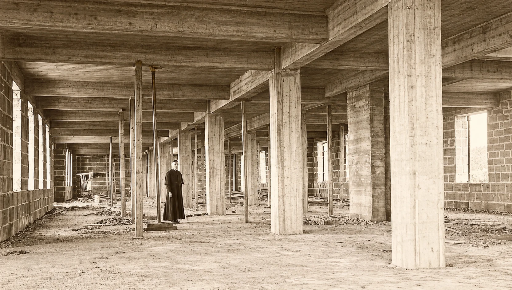 Le futur Mgr Labrie en 1918 dans le collège en construction