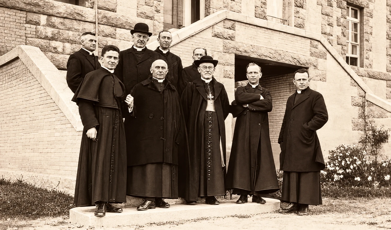 Les Pères avec Mgr Leventouxen 1924