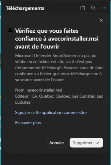 3. Controlla il nome del file e l’editore indicato.